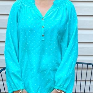 Lilly Pulitzer Turquoise Polka Dot Elsa Top